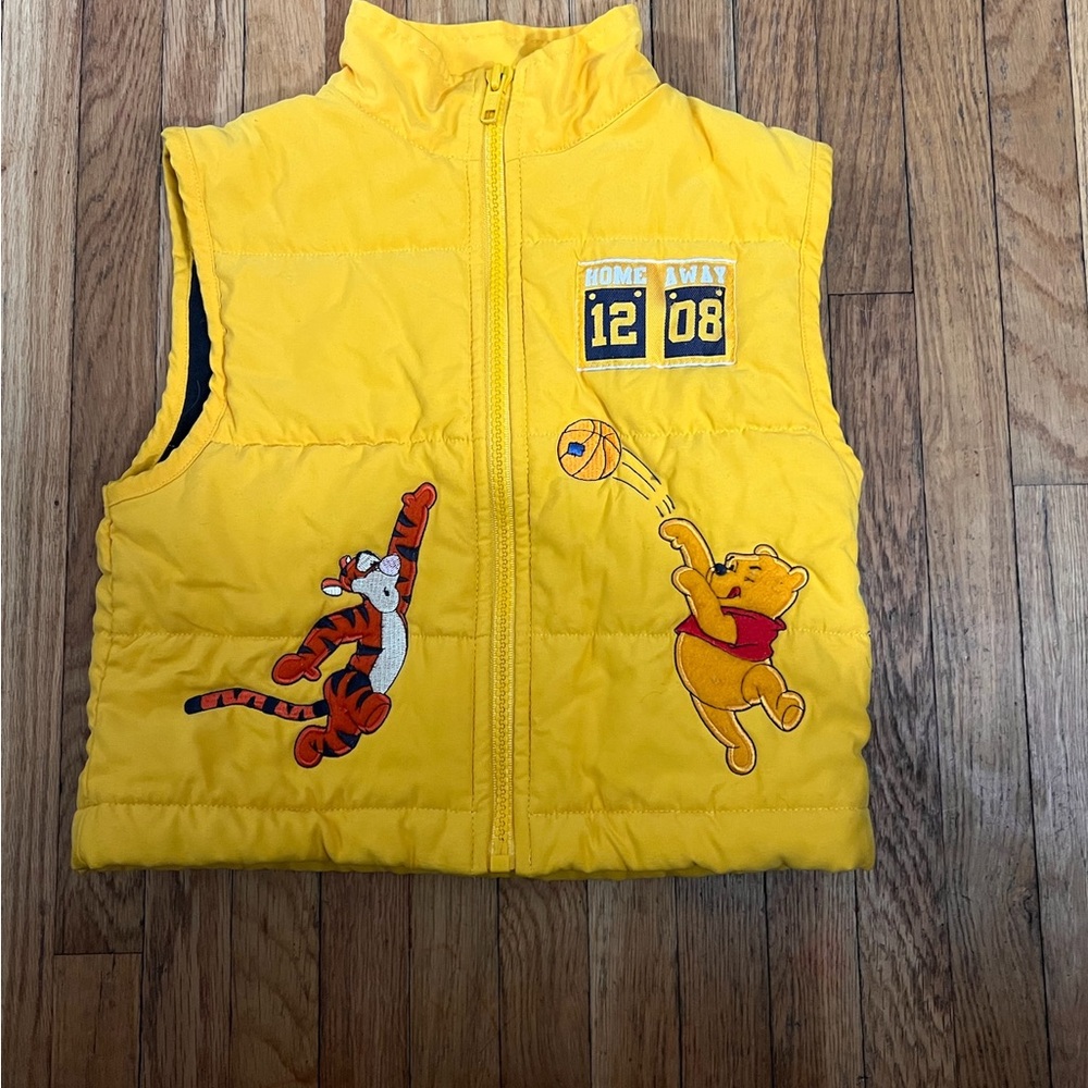 Vintage 2T Winnie the Pooh & Tigger Yellow Puffer Vest